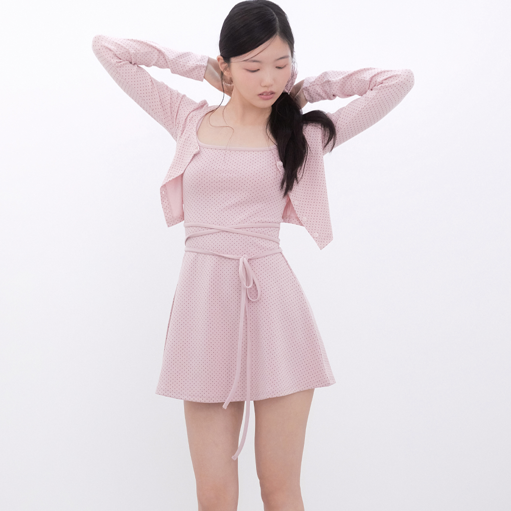 |Inner museum| Dot Strap Mini Dress (PINK)