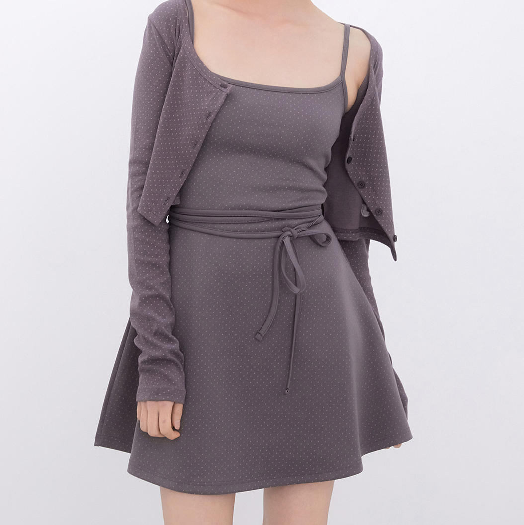 |Inner museum| Dot Strap Mini Dress (COCOA)