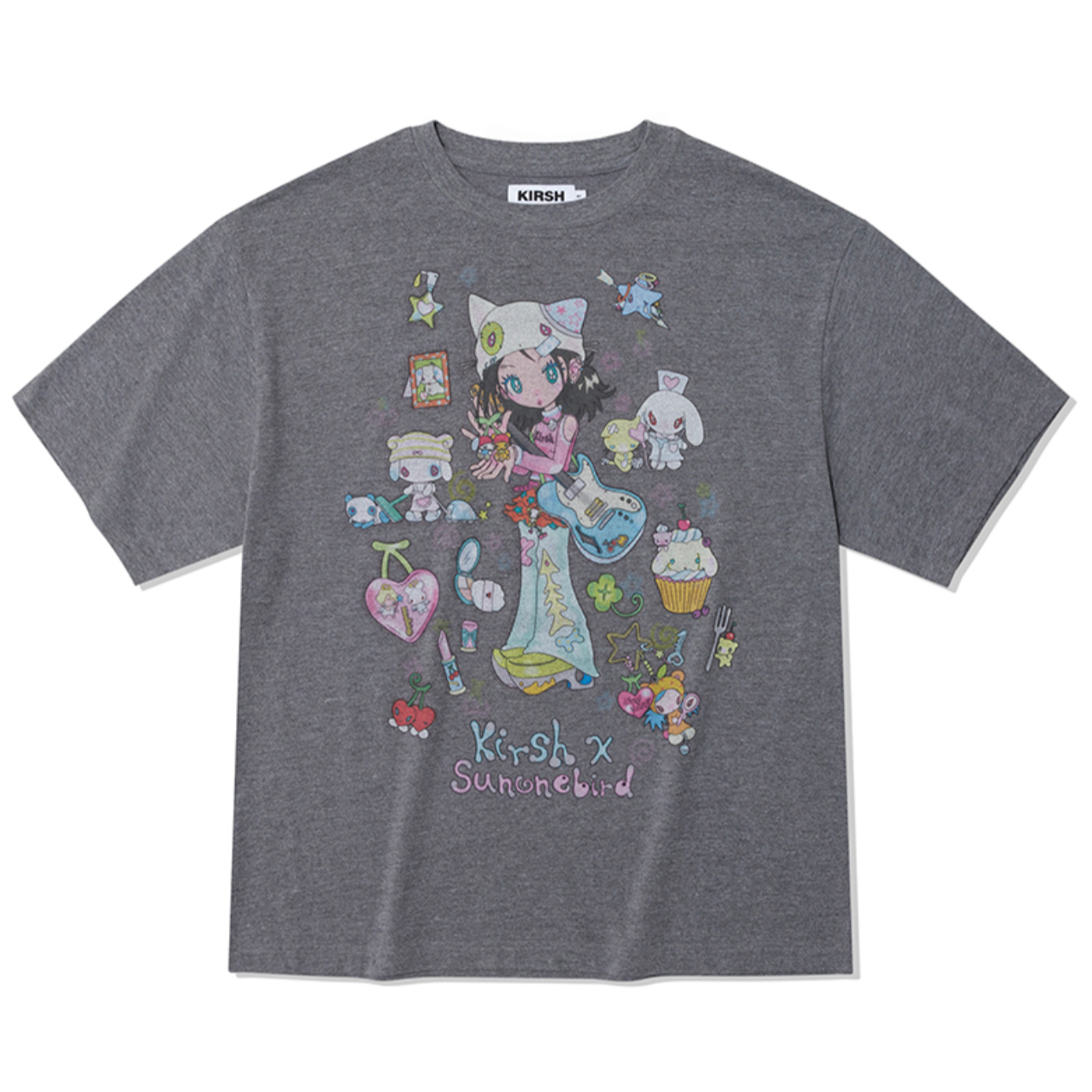 |KIRSH| x Sunonebird Oversize Graphic T-shirt (Melange Grey)