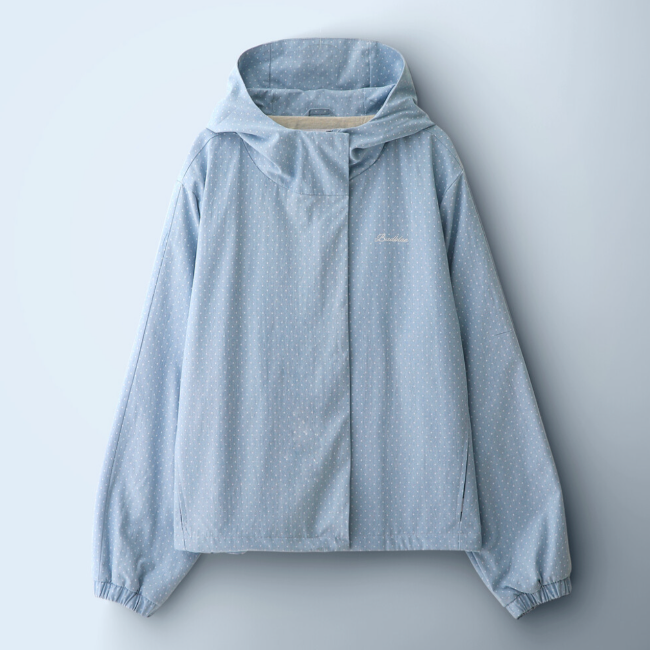 |BadBlue| Dot Denim Hoodie Jacket Light Blue