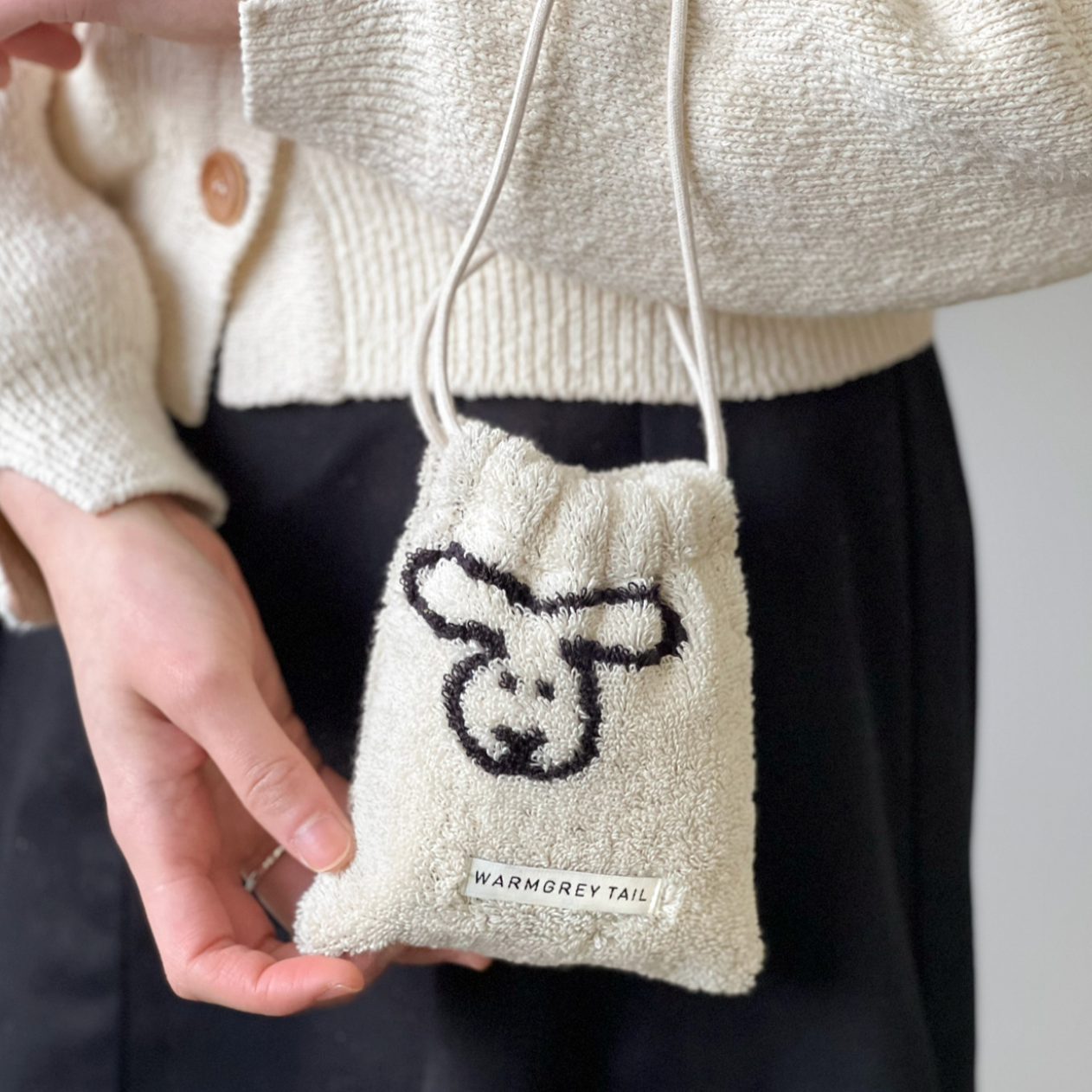 |WARMGREYTAIL| BUNNY BUNNY TERRY POUCH - CREAM