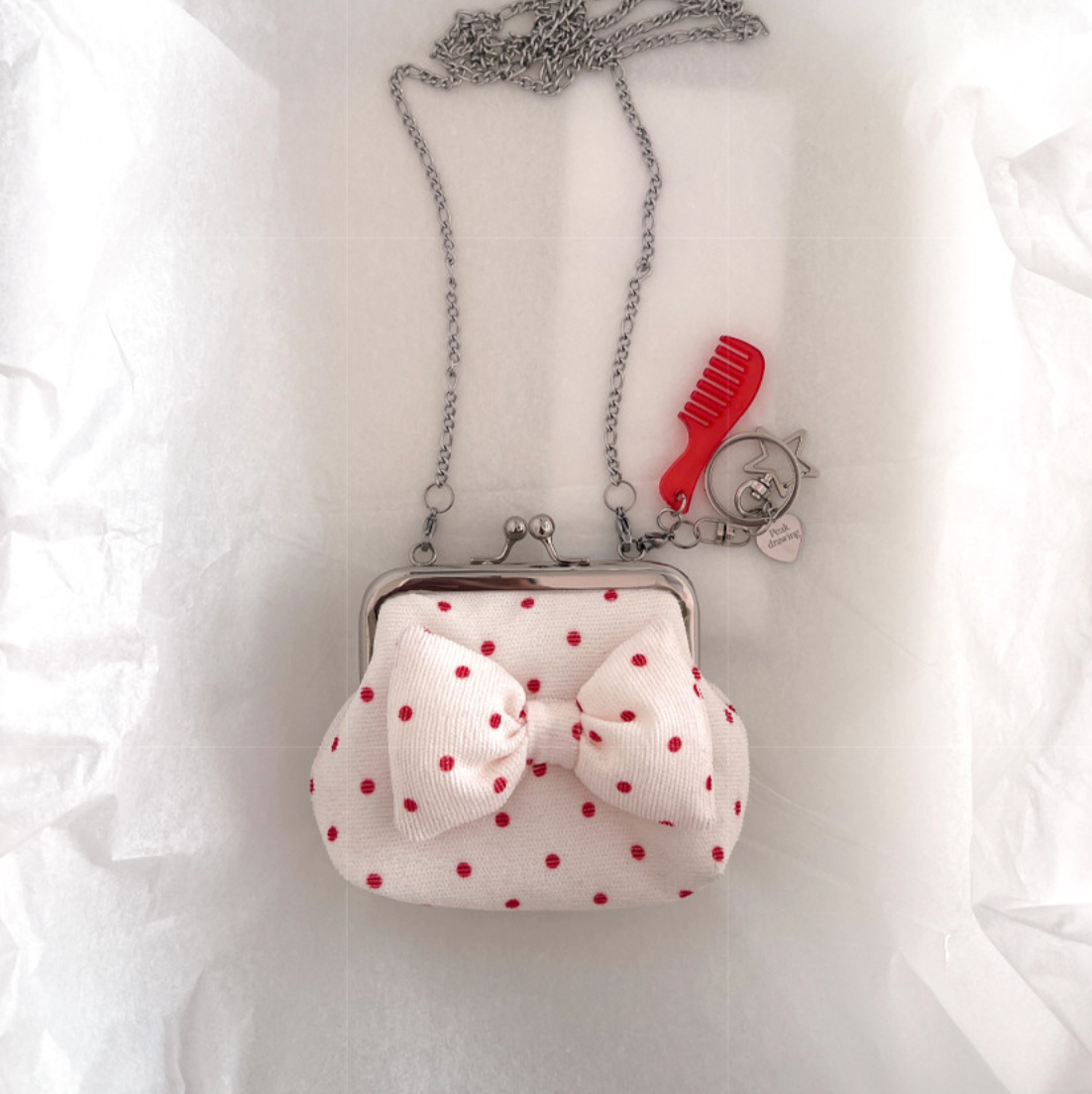 |Peakdrawing| Mini Red Polkadot Frame Mini Bag