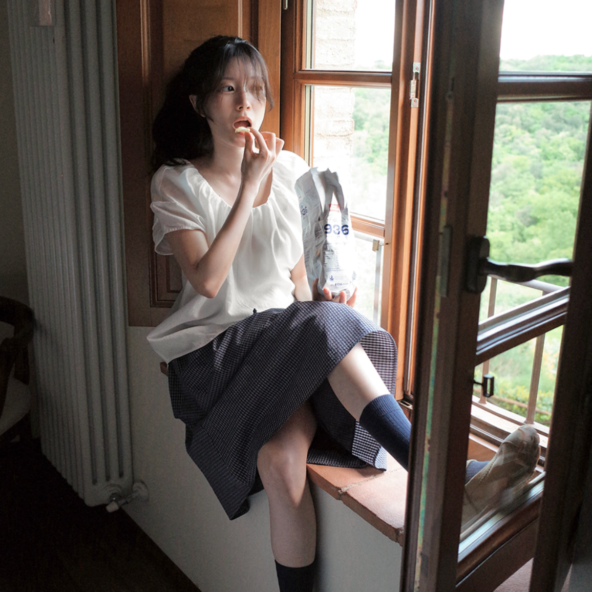 |SLOWAND| # SLOWMADE MOMEN Fine Checkered Skirt