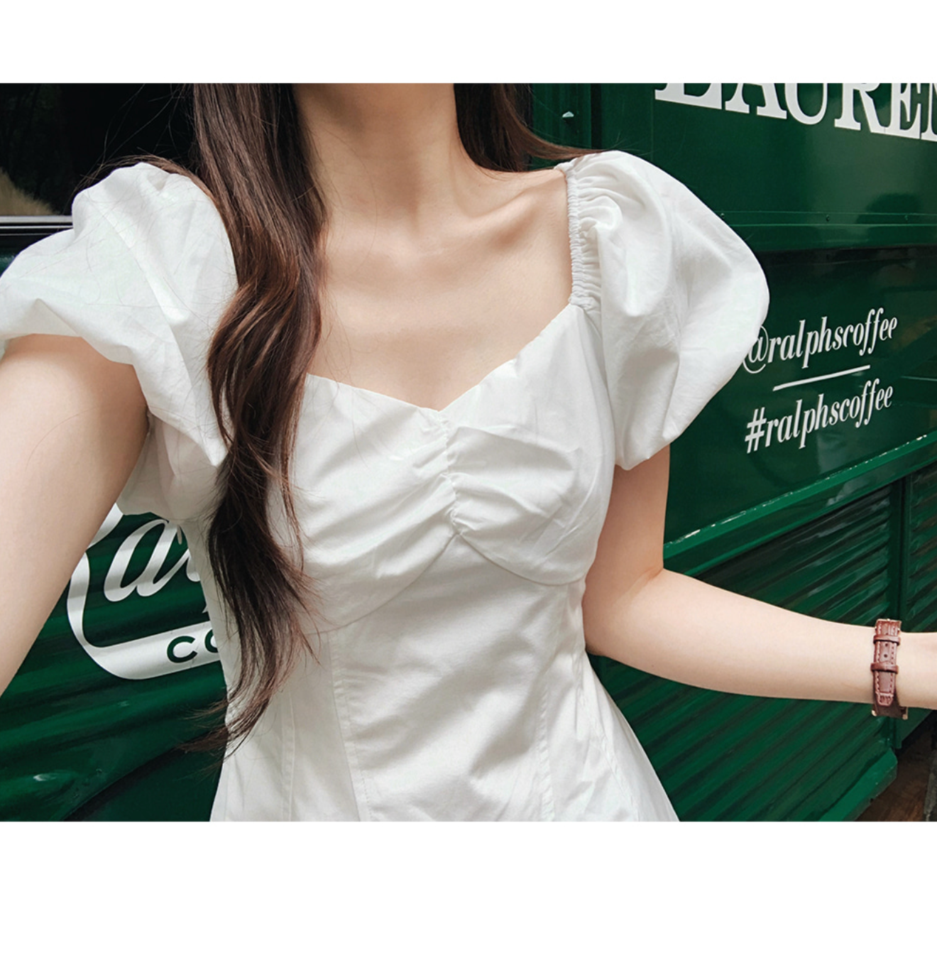 |SLOWAND| Bloom Shirring Puff Dress