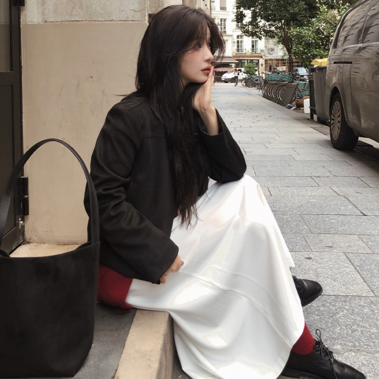 |SLOWAND| # SLOWMADE SALTIE Classic Pintuck Long Skirt