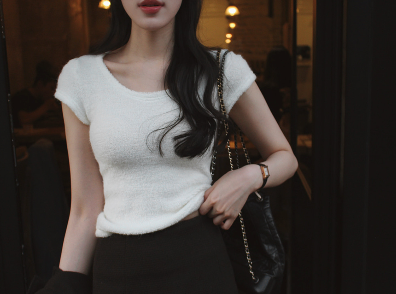 |SLOWAND| # SLOWMADE Soft and Fleece-Fit Knitwear Slim Top