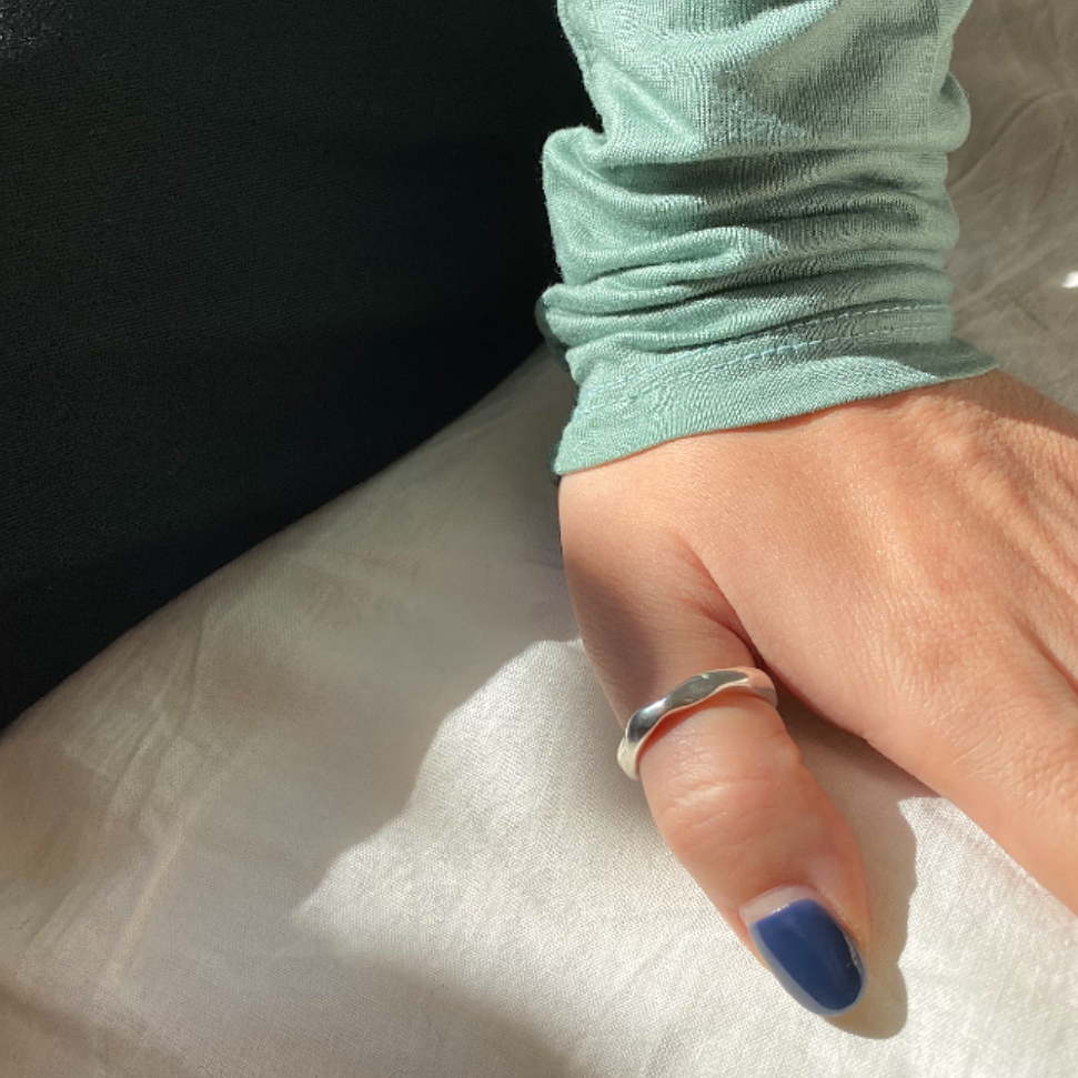 |verte||925 silver| Cinq.silver.119 / courant ring (2 color)