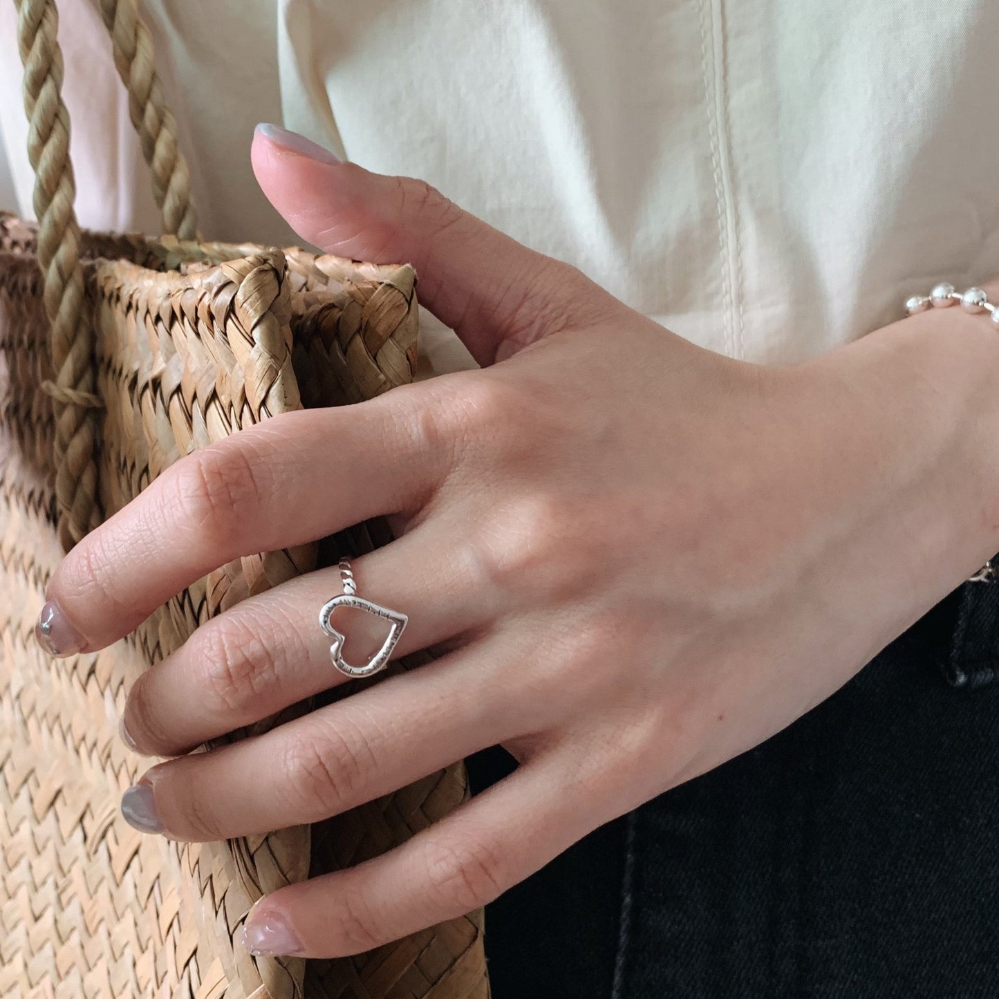 |Forimyme| Erin Heart Silver Ring