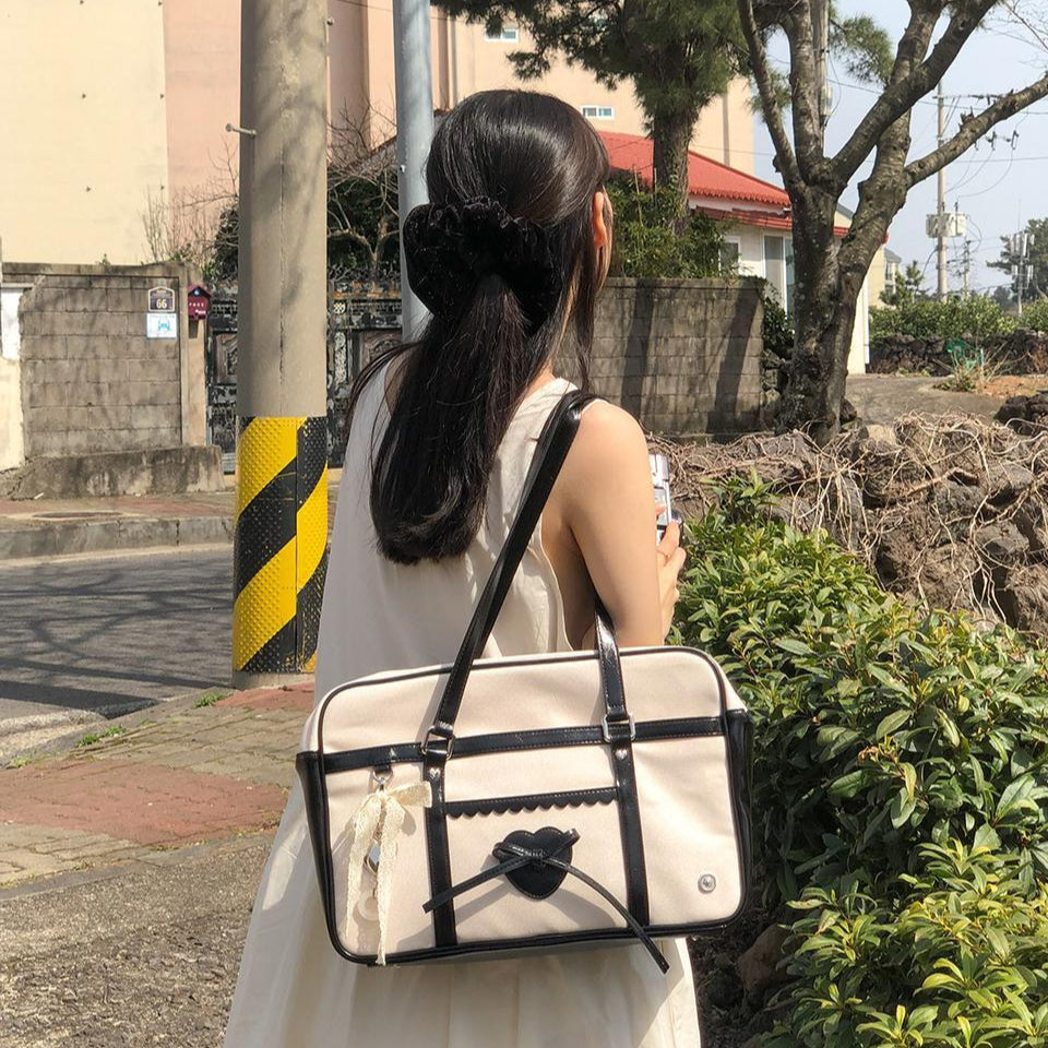 |ovuni| CLASSIC RIBBON SCHOOLBAG CANVAS BLACK