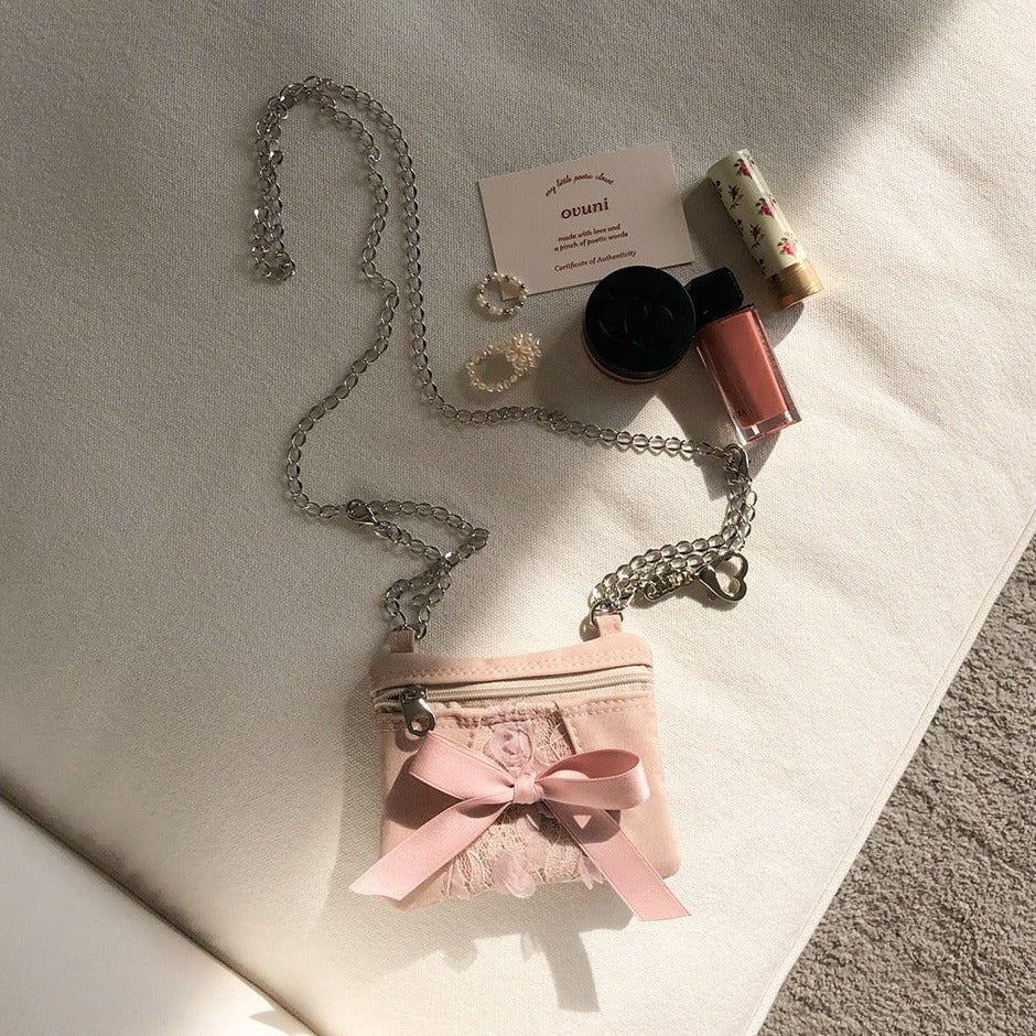 |ovuni| MINI RIBBON BOW CARD BAG (NUDE PINK)