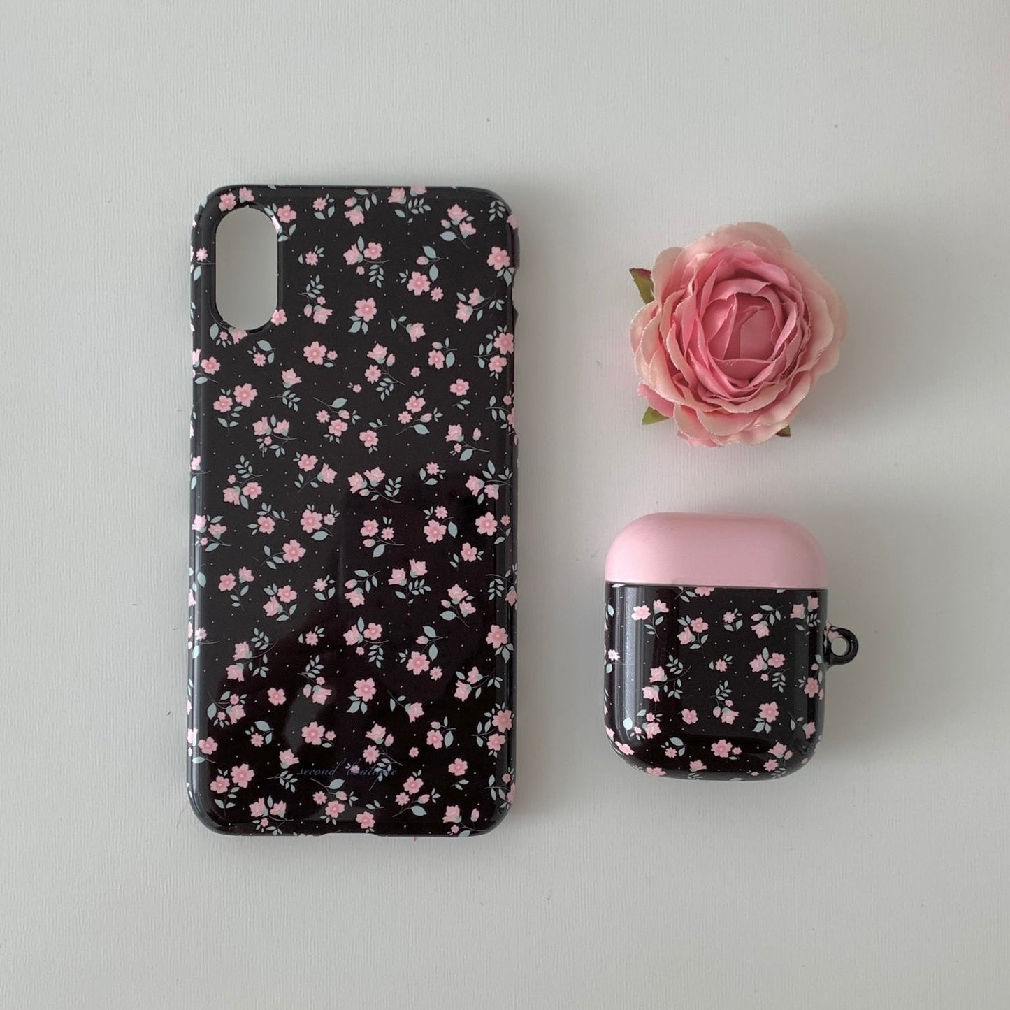 |second boutique| Vintage Flower Black Hard Phone Case