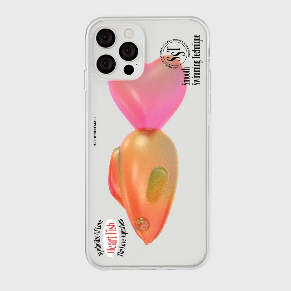 |THENINEMALL| Big Heart Fish Clear Phone Case (2 types)