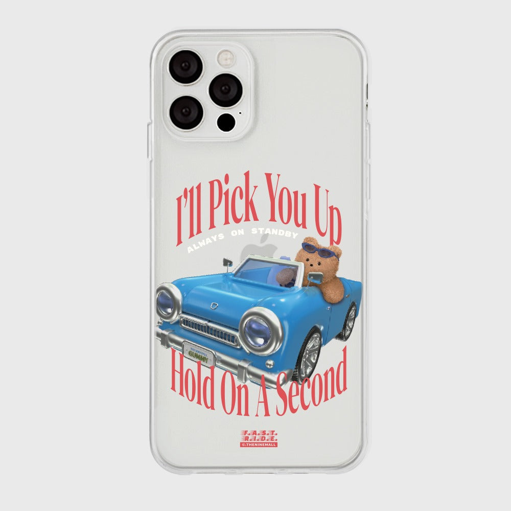 |THENINEMALL| Blue Car Teddy Clear Phone Case (3 types)