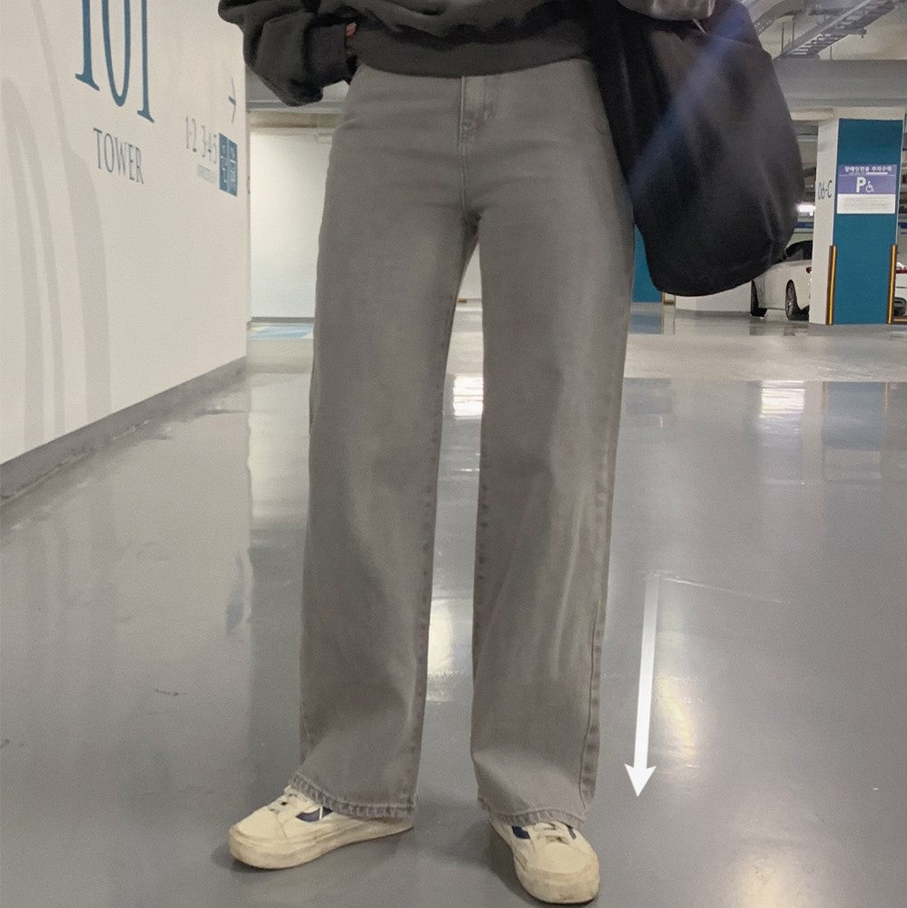 |SLOWAND| #SLOWMADE Soft Gray Straight Demin Pants