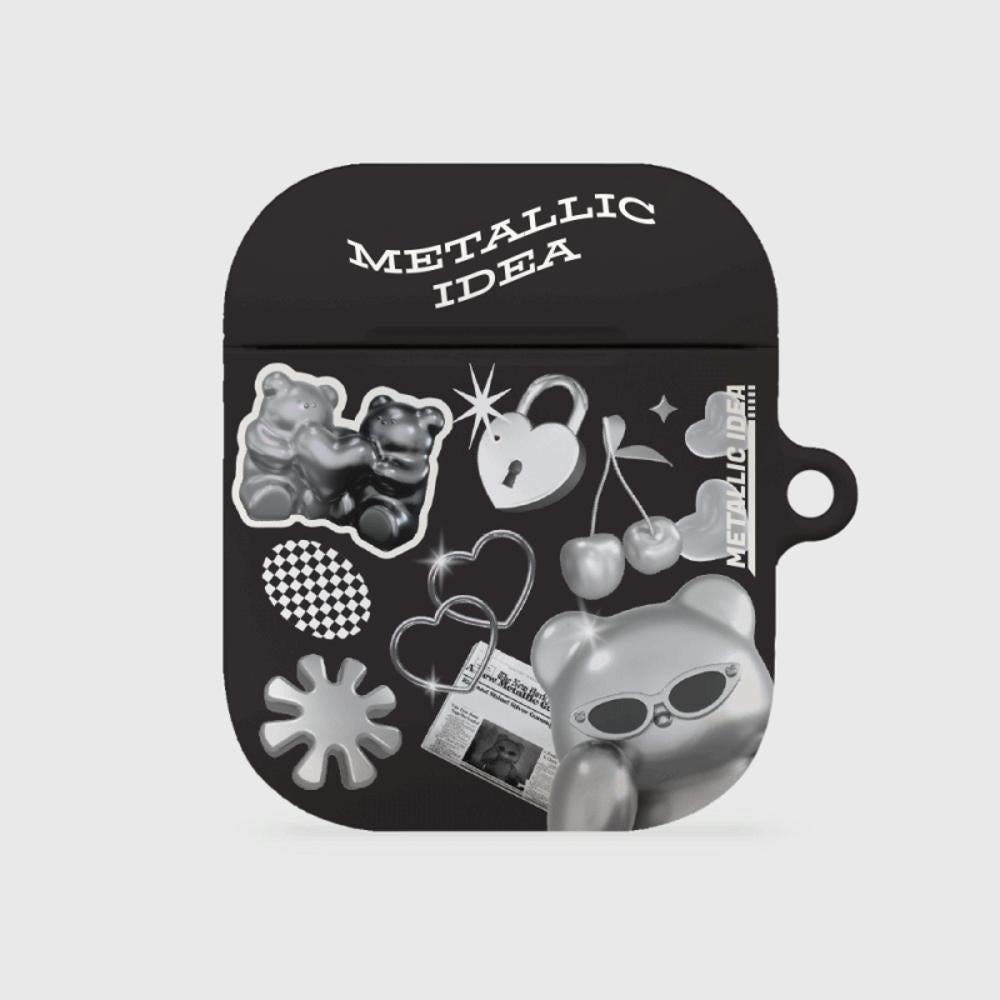 |THENINEMALL| 스티커 실버 구미 AirPods Hard Case