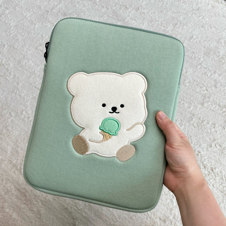 |BAMTOREE| Cookie Bear Ipad Pouch (Mint)
