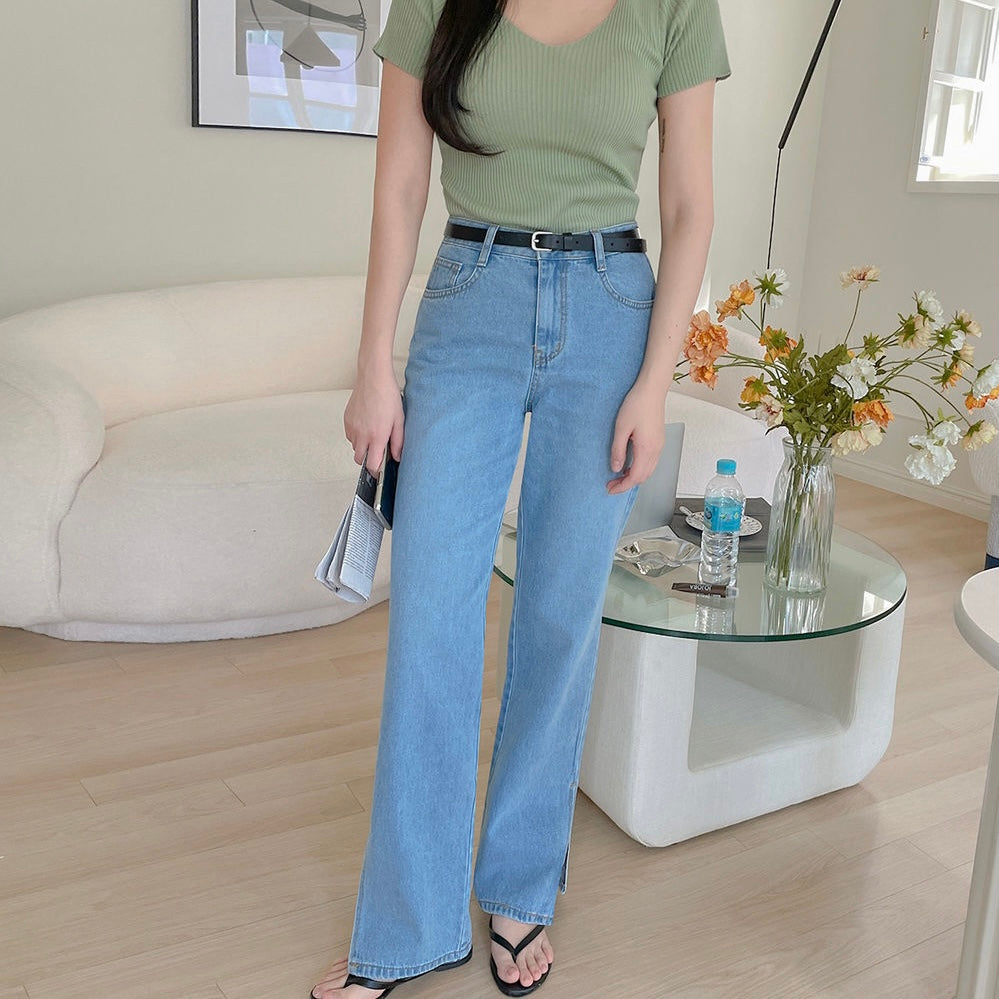|Luvchell| |MADE, LVCL| High Waist Wide Split Denim Pants (+Long)