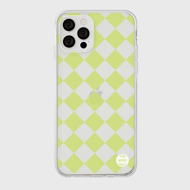 |THENINEMALL| Lime Checkerboard Clear Phone Case (3 types)