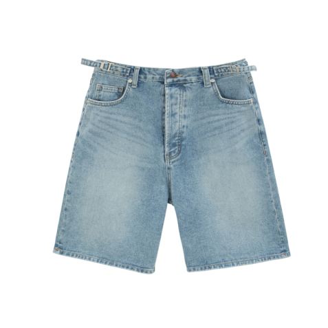 |ASIF CALIE| KNEE LENGTH WIDE DENIM PANTS BLUE