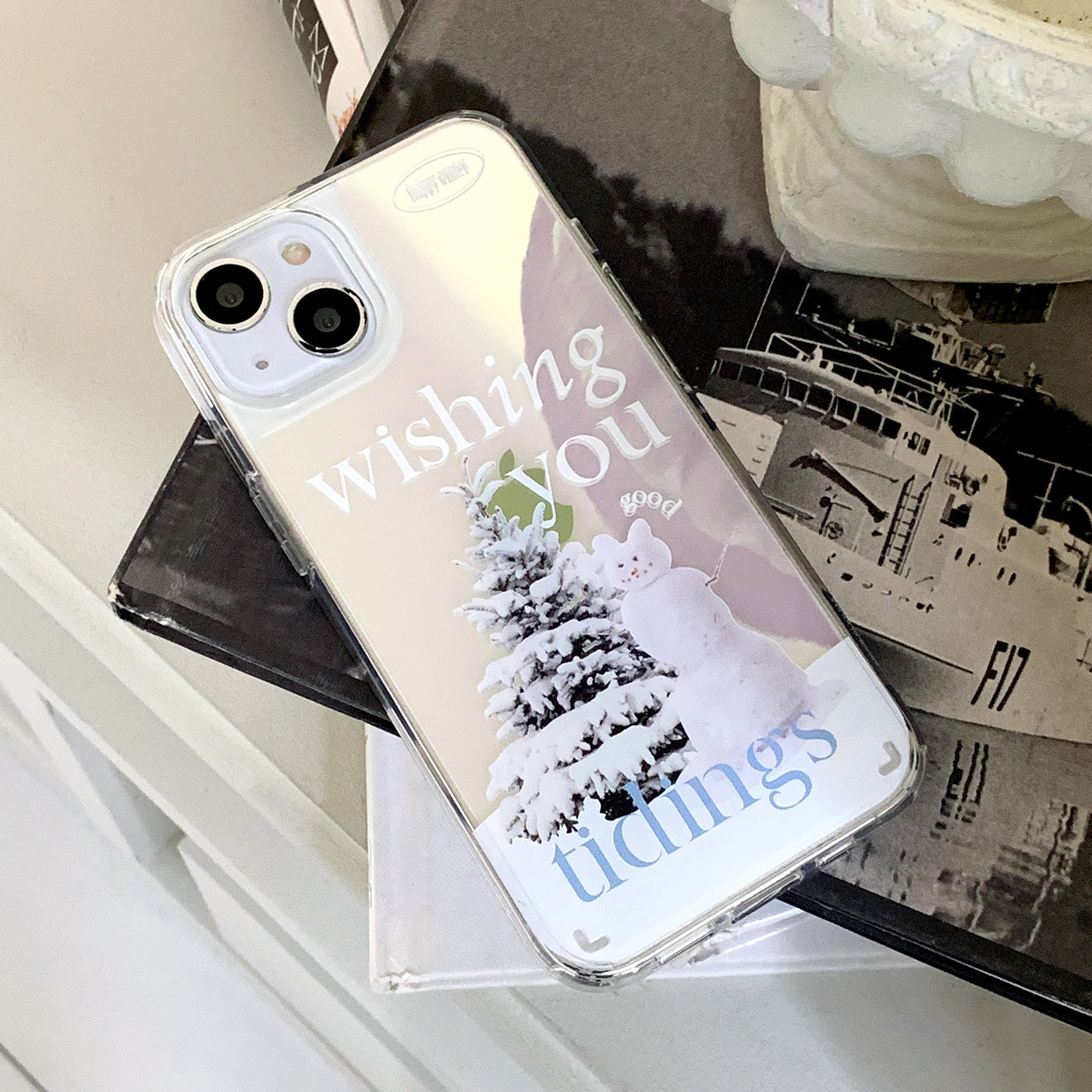 |Mademoment| Wish Snow Lettering Design Glossy Mirror Phone Case