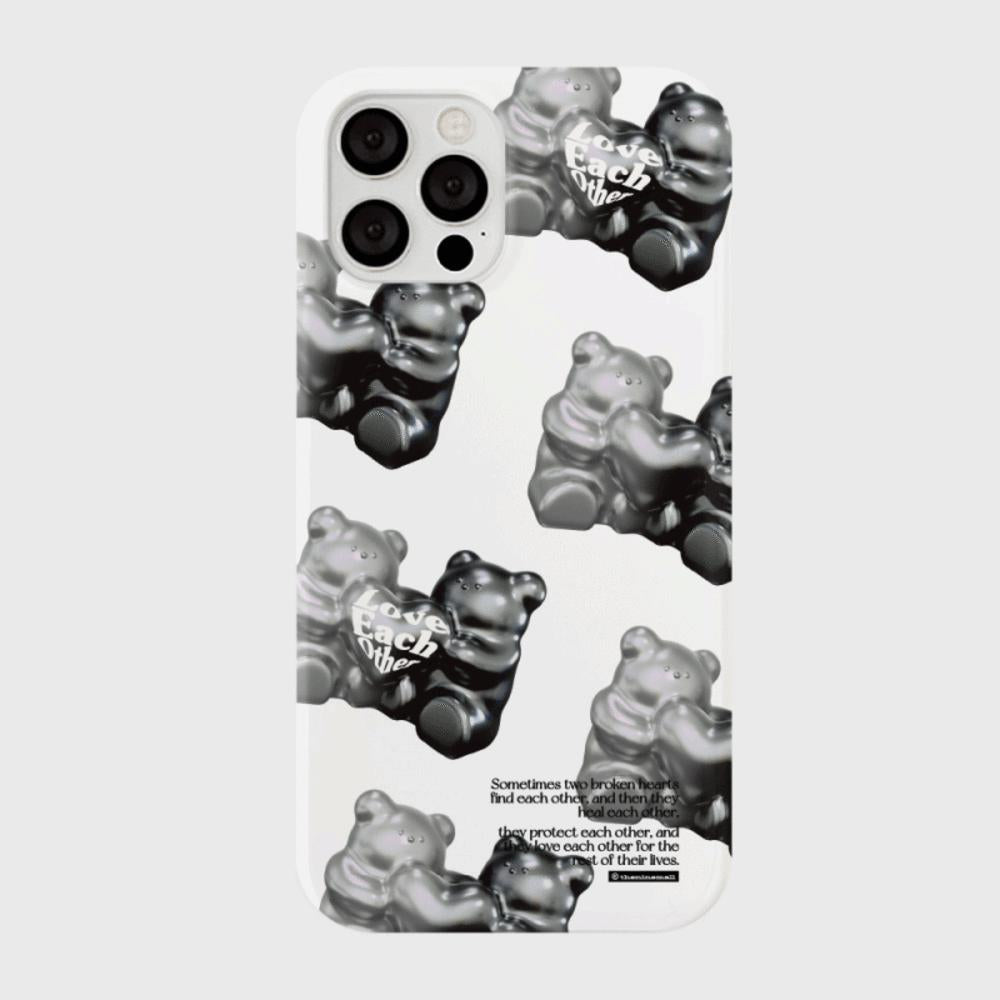 ｜THENINEMALL｜ 패턴 러브베어 Hard Phone Case (3 types)
