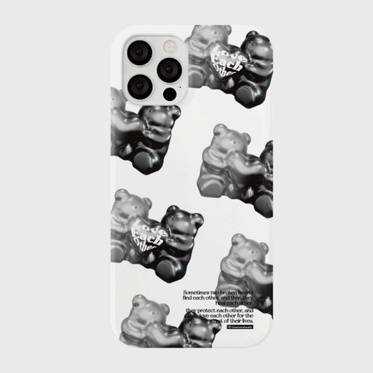 ｜THENINEMALL｜ 패턴 러브베어 Hard Phone Case (3 types)