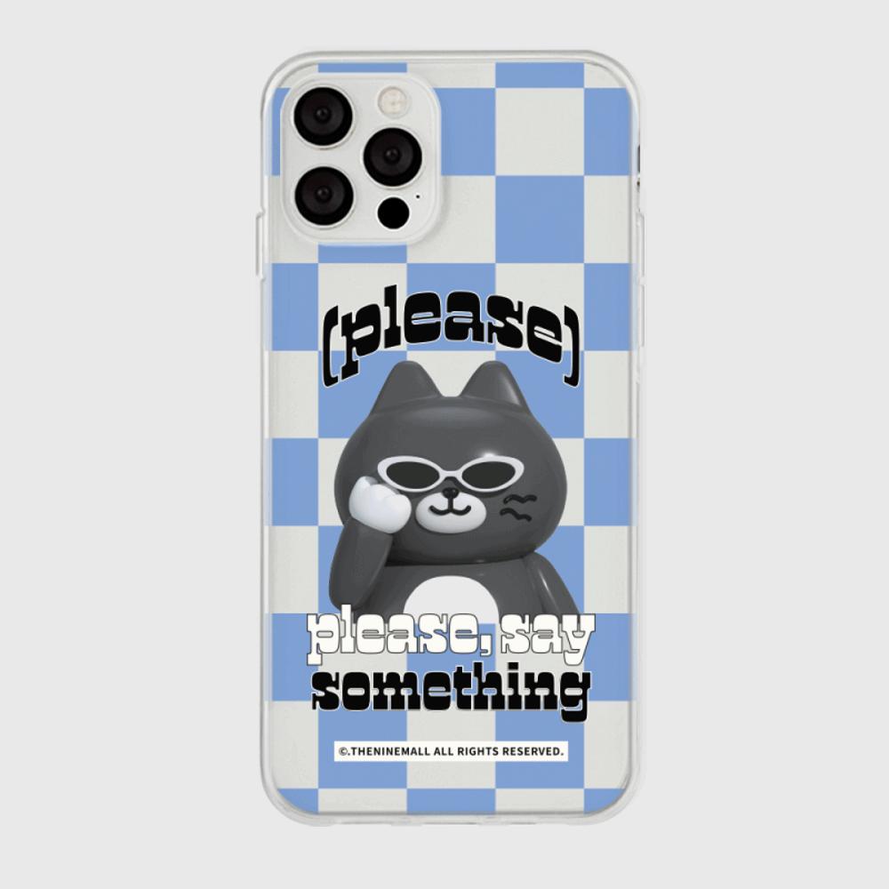 ｜THENINEMALL｜ Hey Cat Checkerboard Clear Phone Case (3 types)