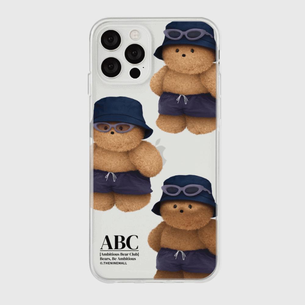 ｜THENINEMALL｜ 패턴 태닝 테디 Clear Phone Case (3 types)