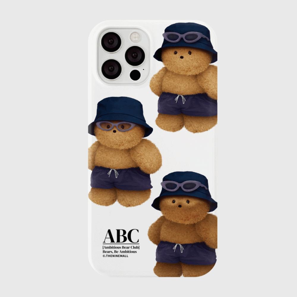 ｜THENINEMALL｜ 패턴 태닝 테디 Hard Phone Case (3 types)