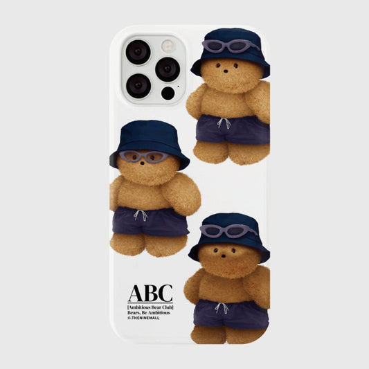 ｜THENINEMALL｜ 패턴 태닝 테디 Hard Phone Case (3 types)