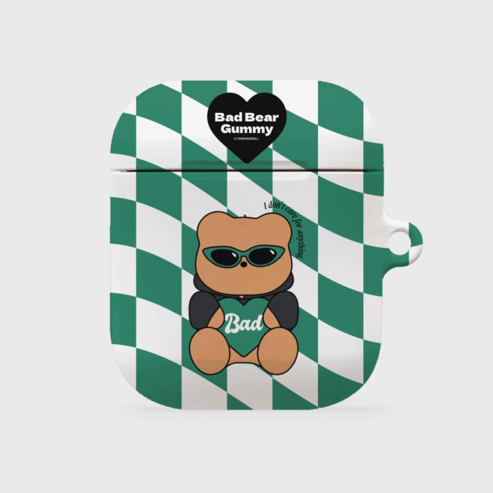 ｜THENINEMALL｜ Green Checkerboard Bad Gummy AirPods Hard Case