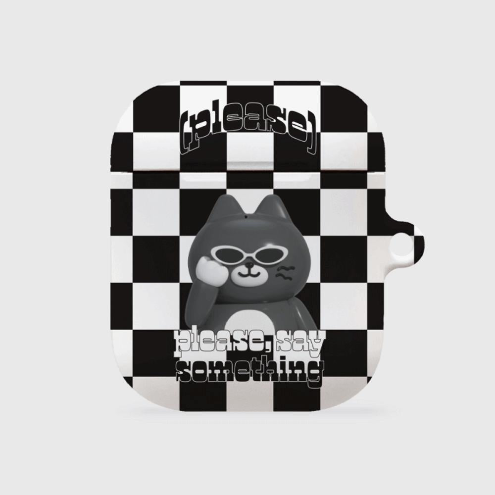 ｜THENINEMALL｜ Hey Cat Checkerboard AirPods Hard Case