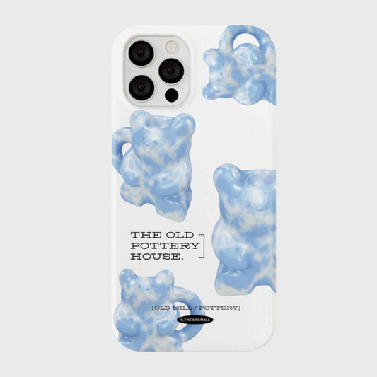 ｜THENINEMALL｜ 패턴 블루 포터리 Hard Phone Case (3 types)