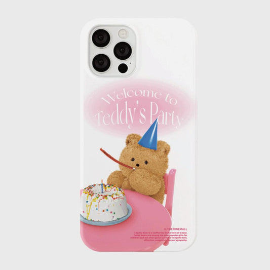 ｜THENINEMALL｜ 웰컴 파티 테디 Hard Phone Case (3 types)