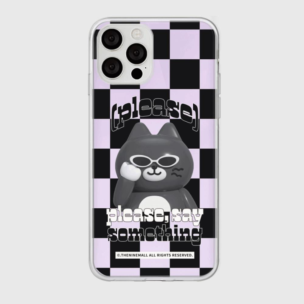 ｜THENINEMALL｜ Hey Cat Checkerboard Mirror Phone Case