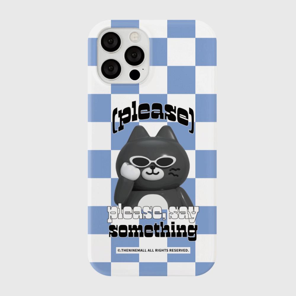 ｜THENINEMALL｜ Hey Cat Checkerboard Hard Phone Case (2 types)