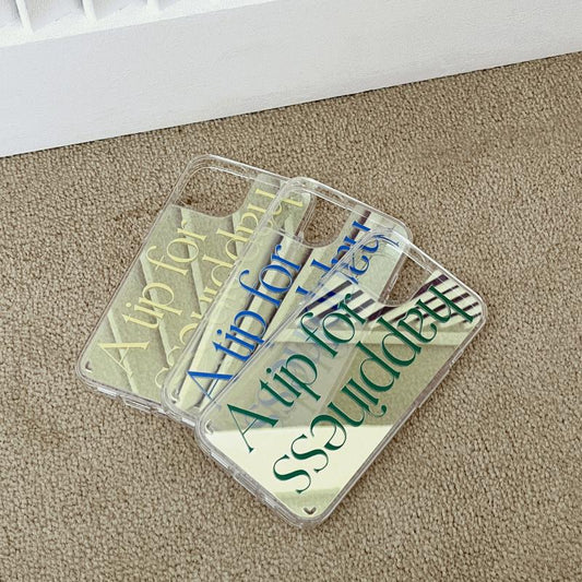 ｜Mademoment｜ Happiness Lettering Design Glossy Mirror Phone