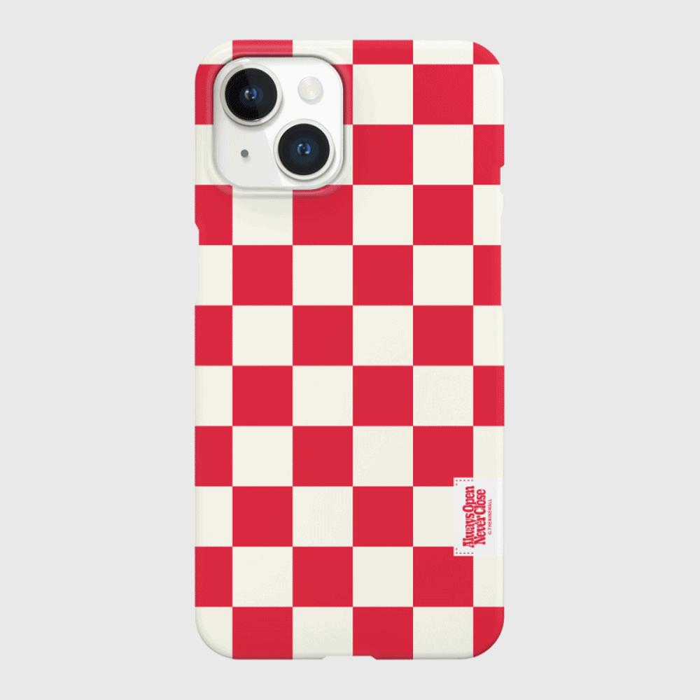 ｜THENINEMALL｜ Basic Checkerboard Label Hard Phone Case (2 types)