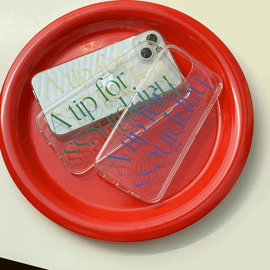 ｜Mademoment｜ Happiness Lettering Design Clear Phone Case (3 Types)