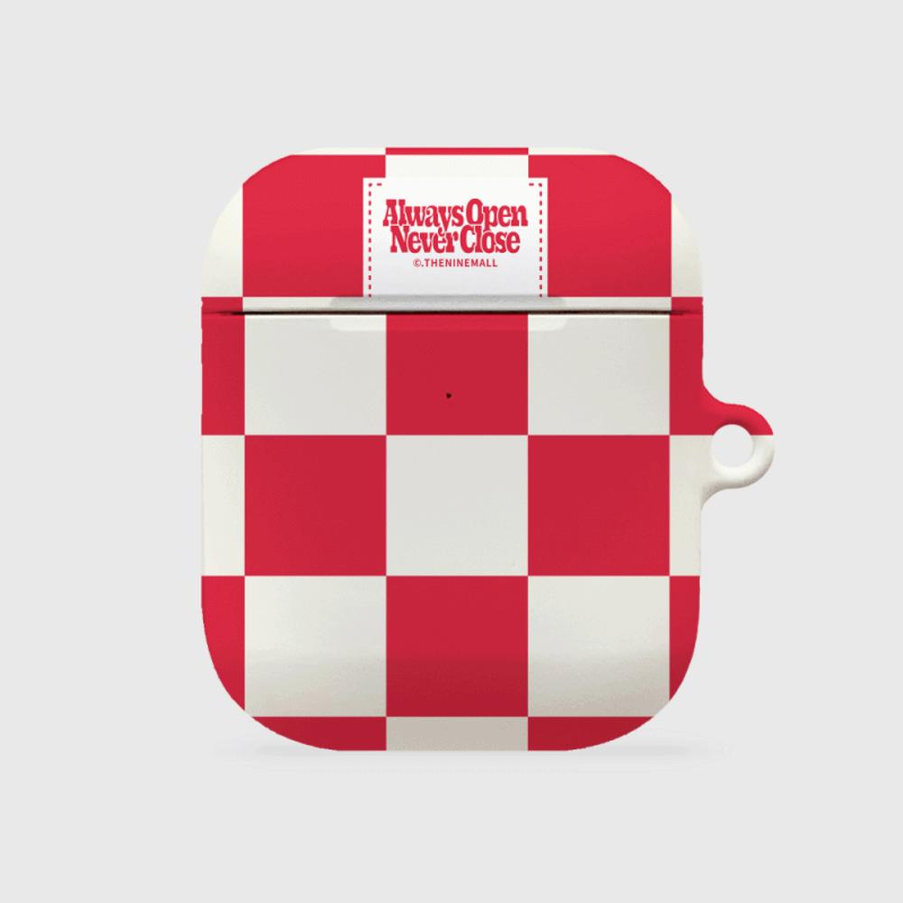 ｜THENINEMALL｜ Basic Checkerboard Label AirPods Hard Case