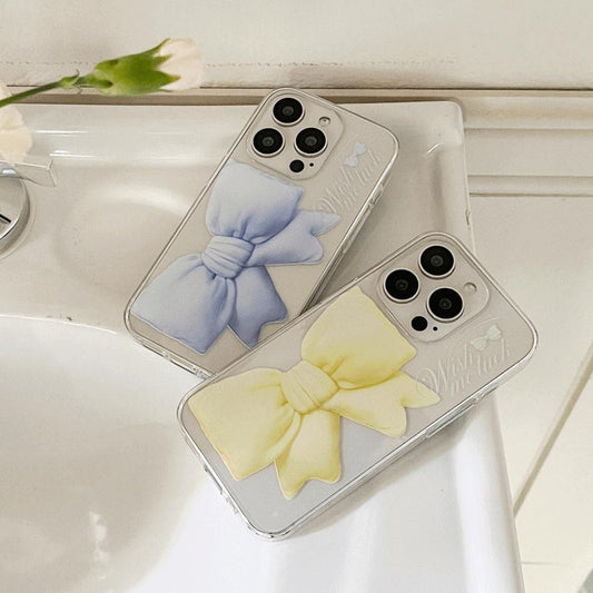 ｜Mademoment｜ Big Wish Ribbon Design Clear Phone Case (3 Types)