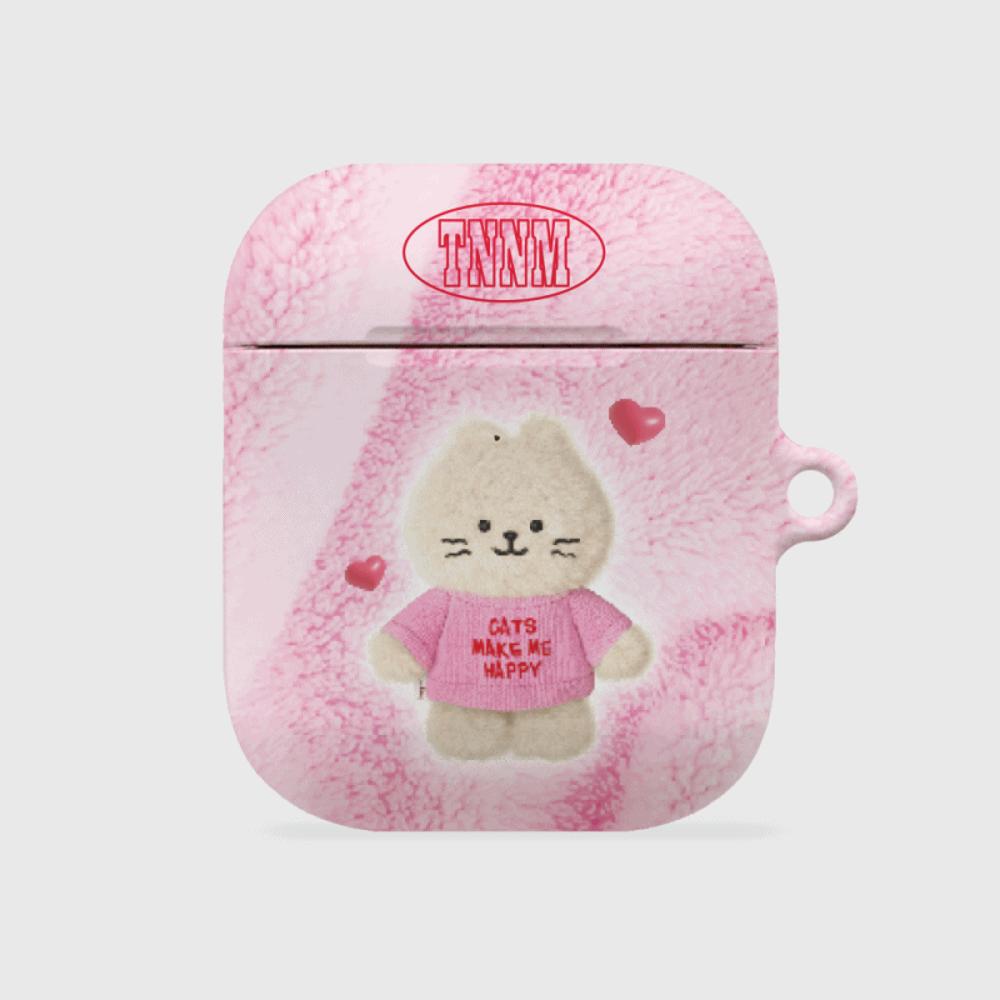 ｜THENINEMALL｜ Fluffy Hey Cat AirPods Hard Case