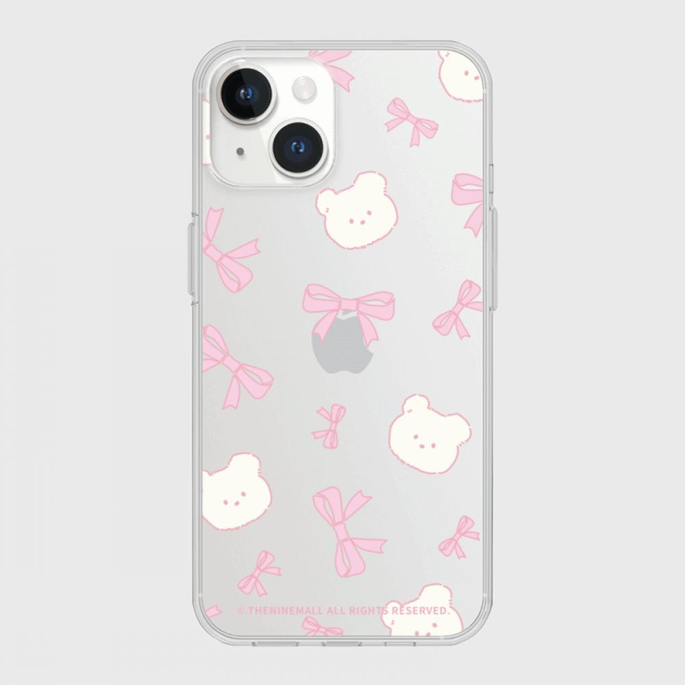 ｜THENINEMALL｜ Lovely Ribbon Pattern Clear Phone Case (3 types)