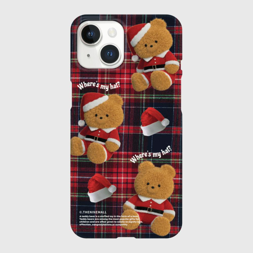 ｜THENINEMALL｜ Pattern Santa Hat Gummy Hard Phone Case (2 types)