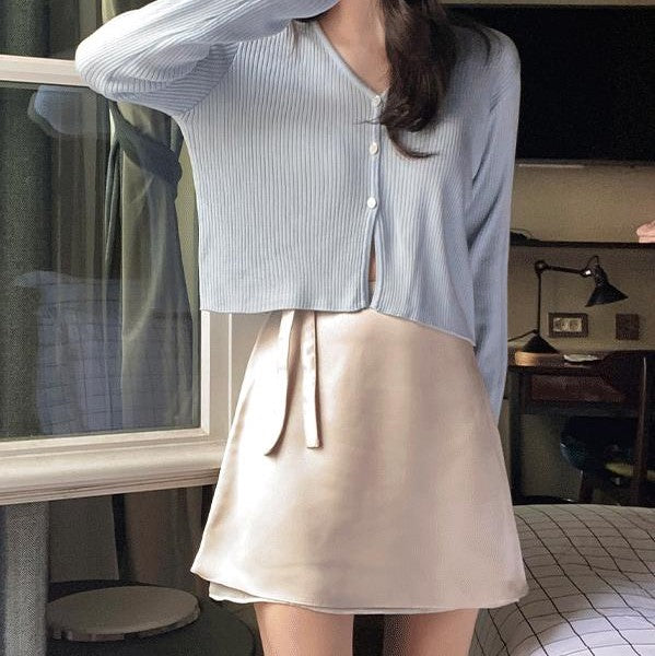 ｜SLOWAND｜ A-Satin Layering Skirt (2 Colors)