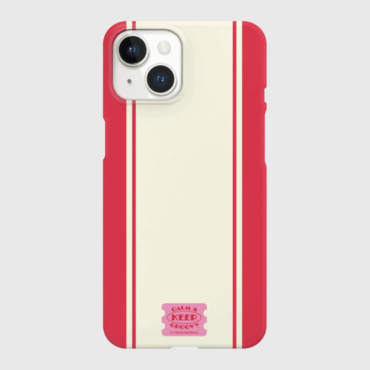 ｜THENINEMALL｜ Vintage Stripe Label Hard Phone Case (2 types)