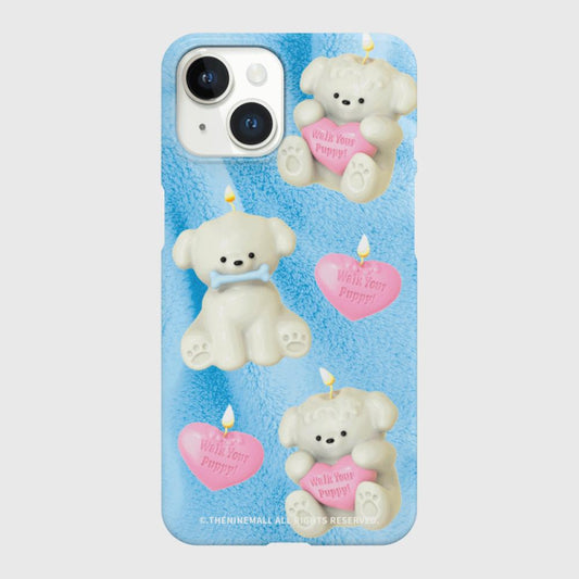 ｜THENINEMALL｜ Puppy Candle Pattern Hard Phone Case (2 types)