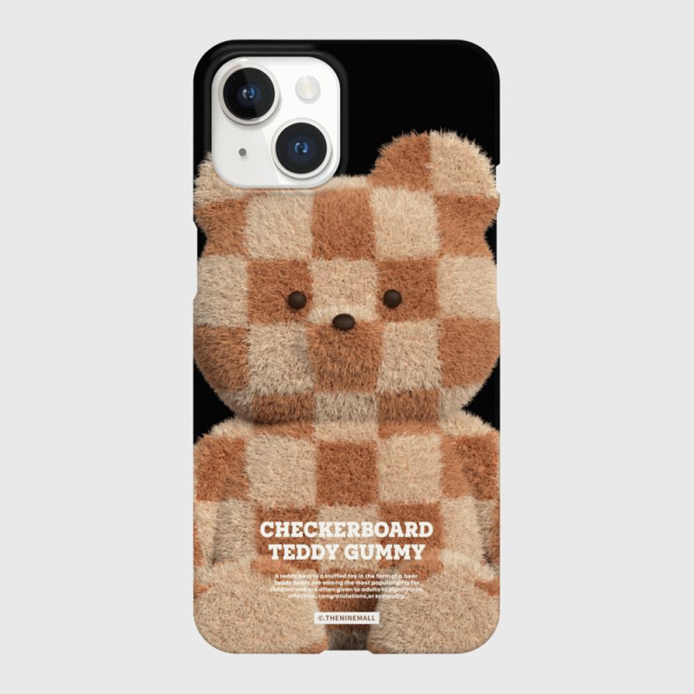 ｜THENINEMALL｜ Big Checkerboard Teddy Hard Phone Case (2 types)