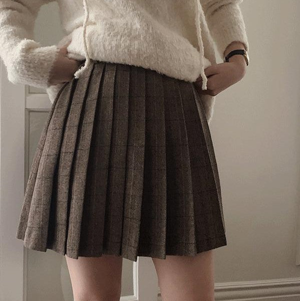 ｜SLOWAND｜ # SLOWMADE Herringbone Check Skirt (2 Colours)