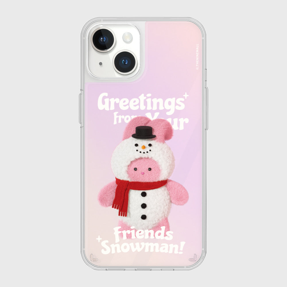 ｜THENINEMALL｜ Greetings Windy Snowman Mirror Phone Case